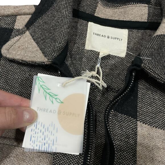 Thread & Supply Darius Jacket 1X Taupe Black Check Preppy Classic - Picture 5 of 11